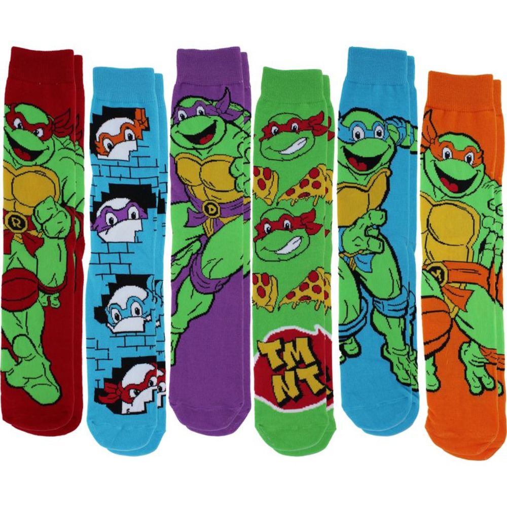 Teenage Mutant Ninja Turtles Men's Casual Crew Socks, 6-Pack, Size 8-12